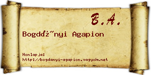 Bogdányi Agapion névjegykártya